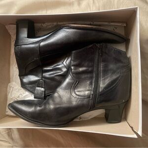 Tanya Heath Size 10 / 41cm Black Leather Cowboy Boots Interchangeable Heel